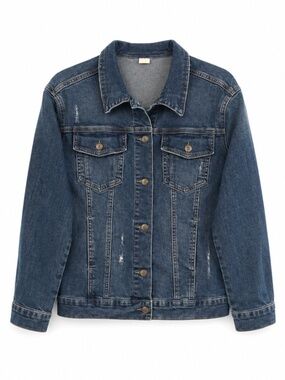 Evsie by Maurices  Distressed Blue Denim Jacket – Girls Size Large  GUC